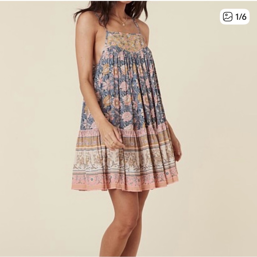 Spell Mossy Strappy mini Dress in Blue and Pink